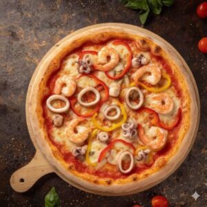Seafood pizze